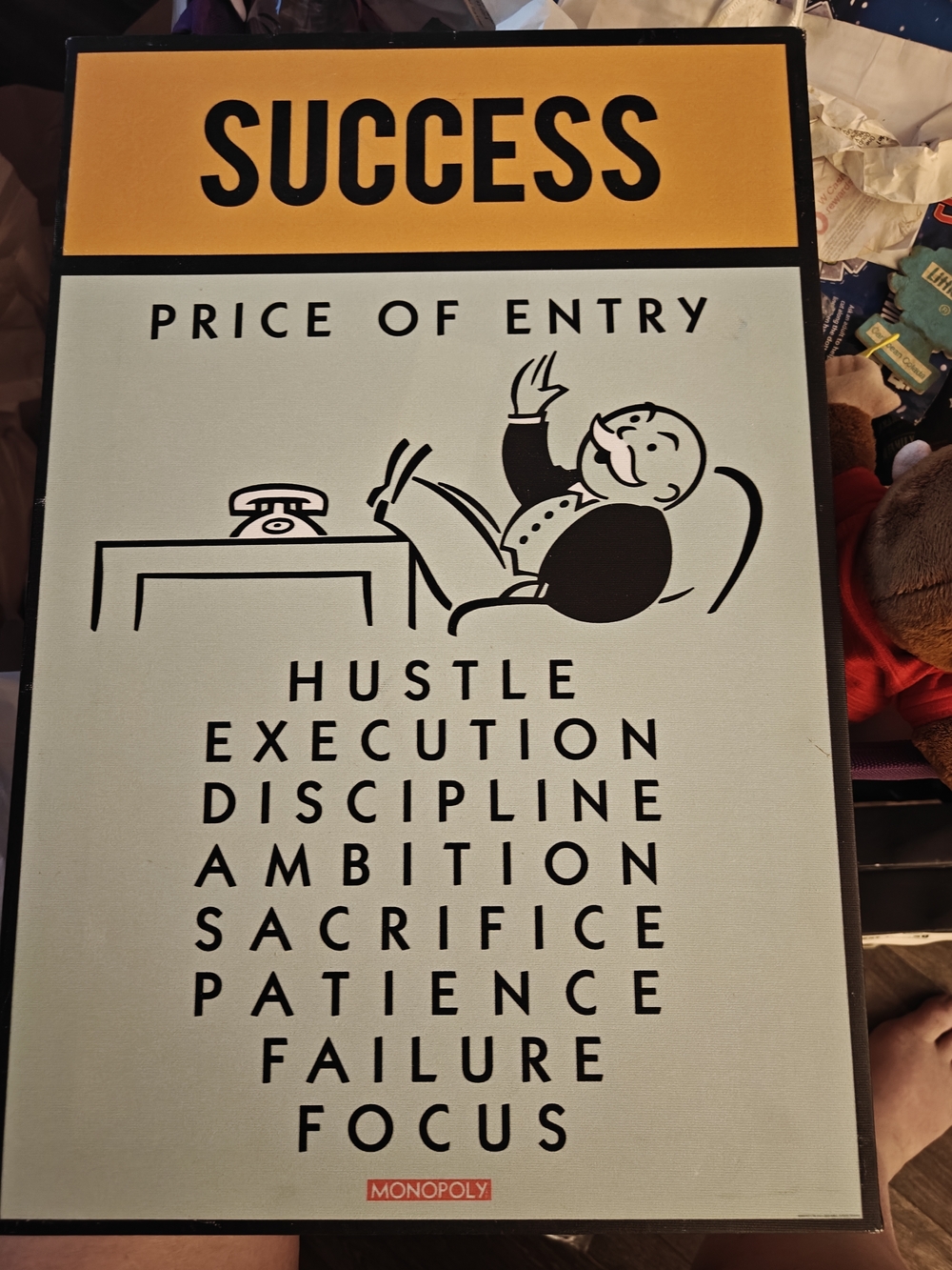 Success, Patience And Ambition Monopoly Wall Art Print -